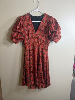 1.STATE Floral Puff Sleeve Fit & Flare Dress XS